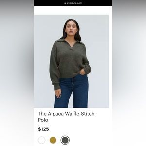 Everlane alpaca waffle-stitch polo sweater